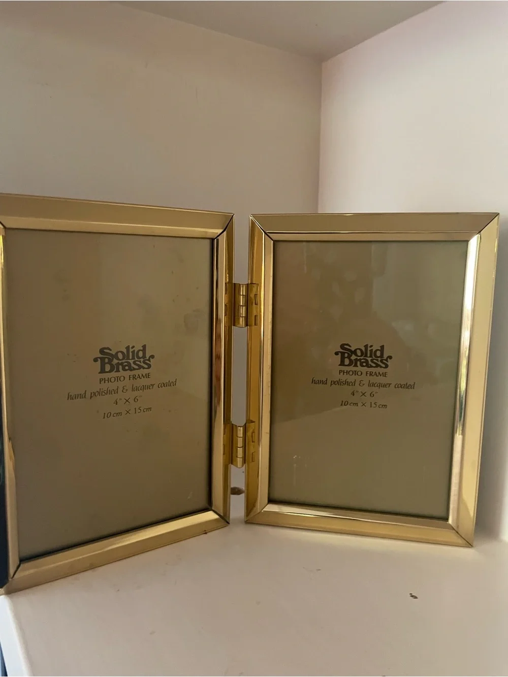 Vintage Solid Brass Double Hinged 4x6 Photo Frame Folding Desk Frame